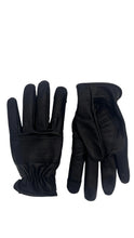 Load image into Gallery viewer, Black deerskin roadster motorcycle gloves with reinforced knuckle and palm protection