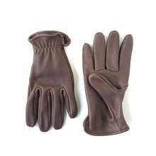 Load image into Gallery viewer, A pair of deerskin leather gloves - made in the USA - short cuff - chocolate leather