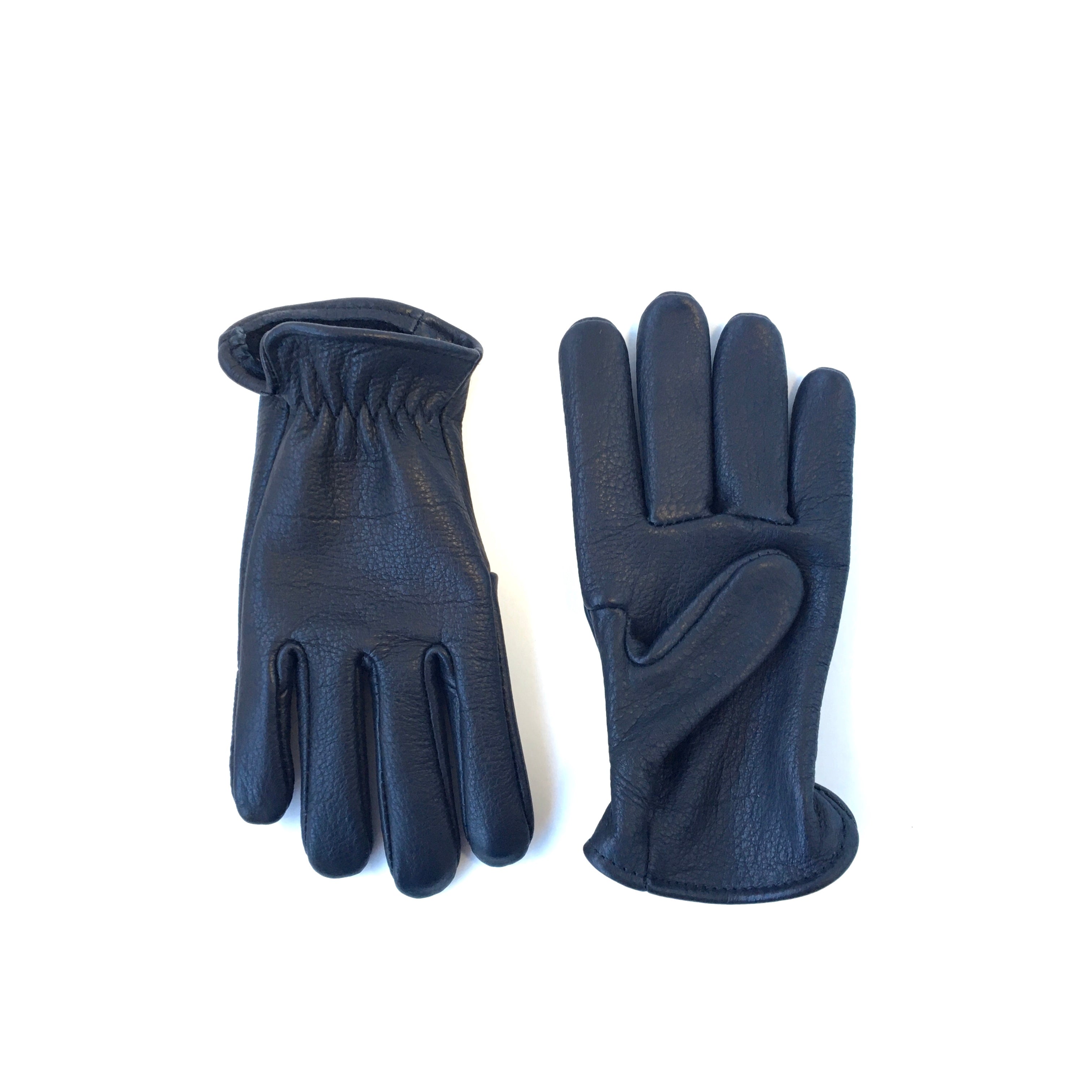 Elkskin Leather Gloves Black - Short Cuff Design