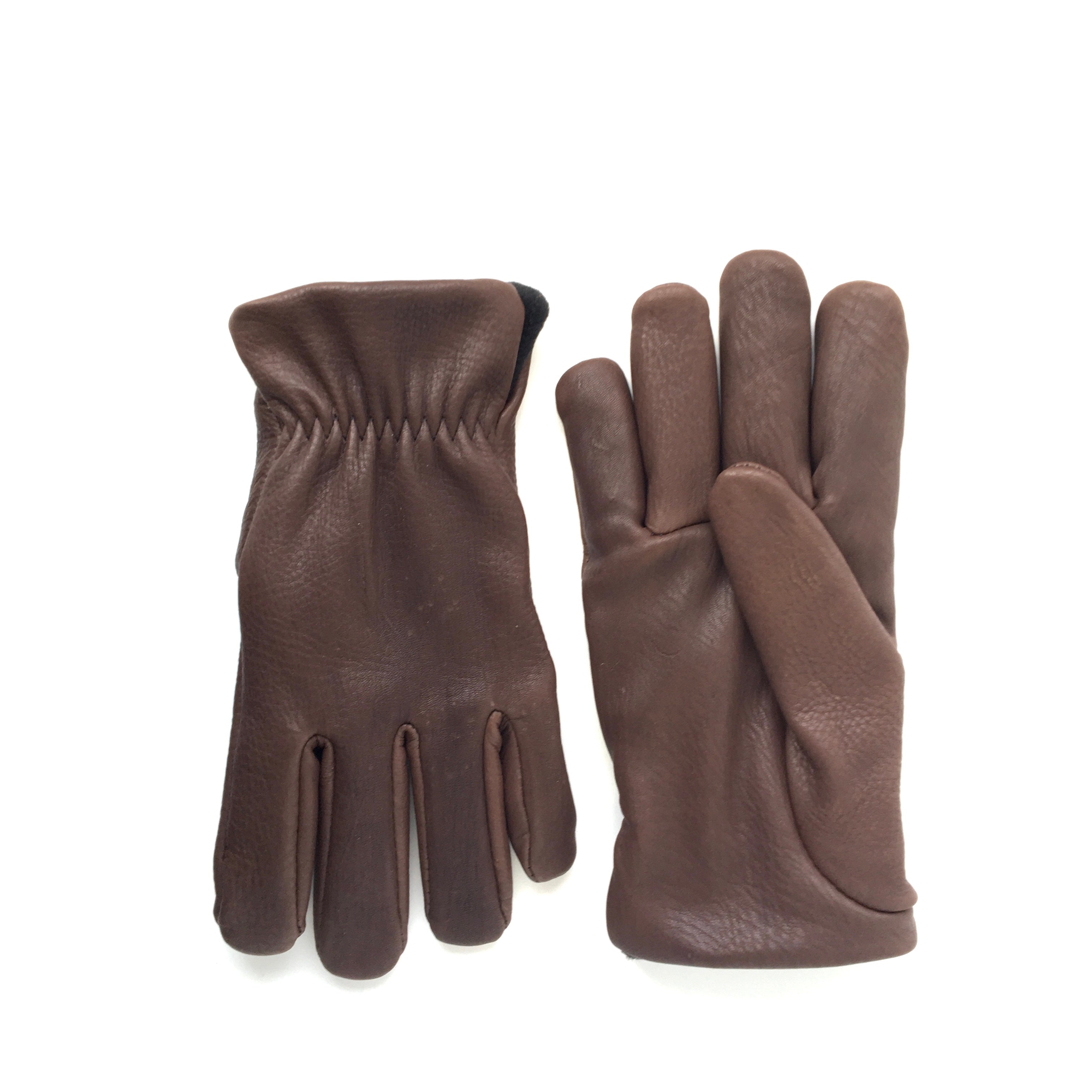Lined Deerskin Gloves - Made in the USA for cold weather - Chocolate Brown Leather Gloves