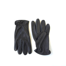Load image into Gallery viewer, A pair of deerskin gloves short cuff with vintage stitch lines on the back black
