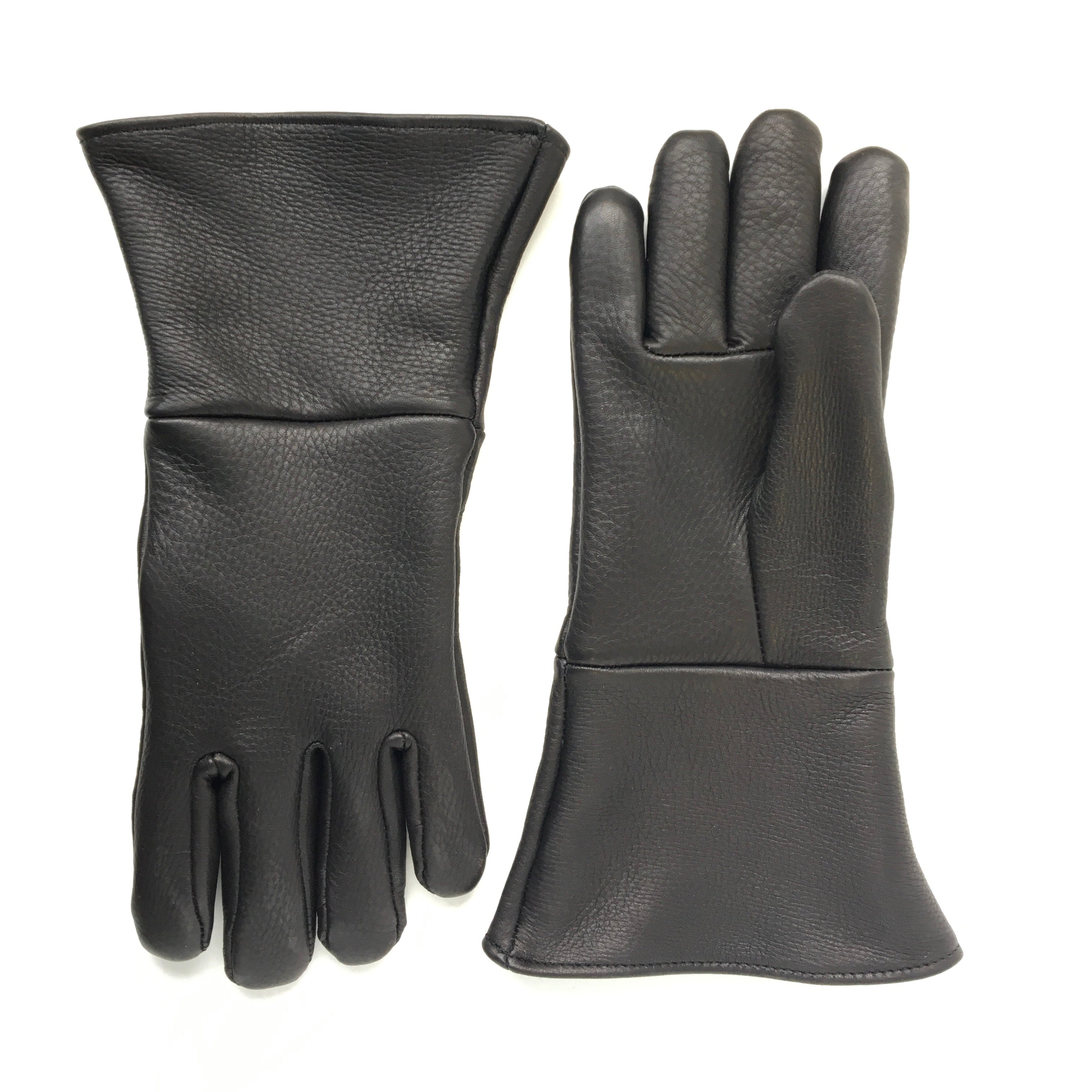 Premium Lined Elkskin Gauntlets - Hand Crafted in Oregon - Black