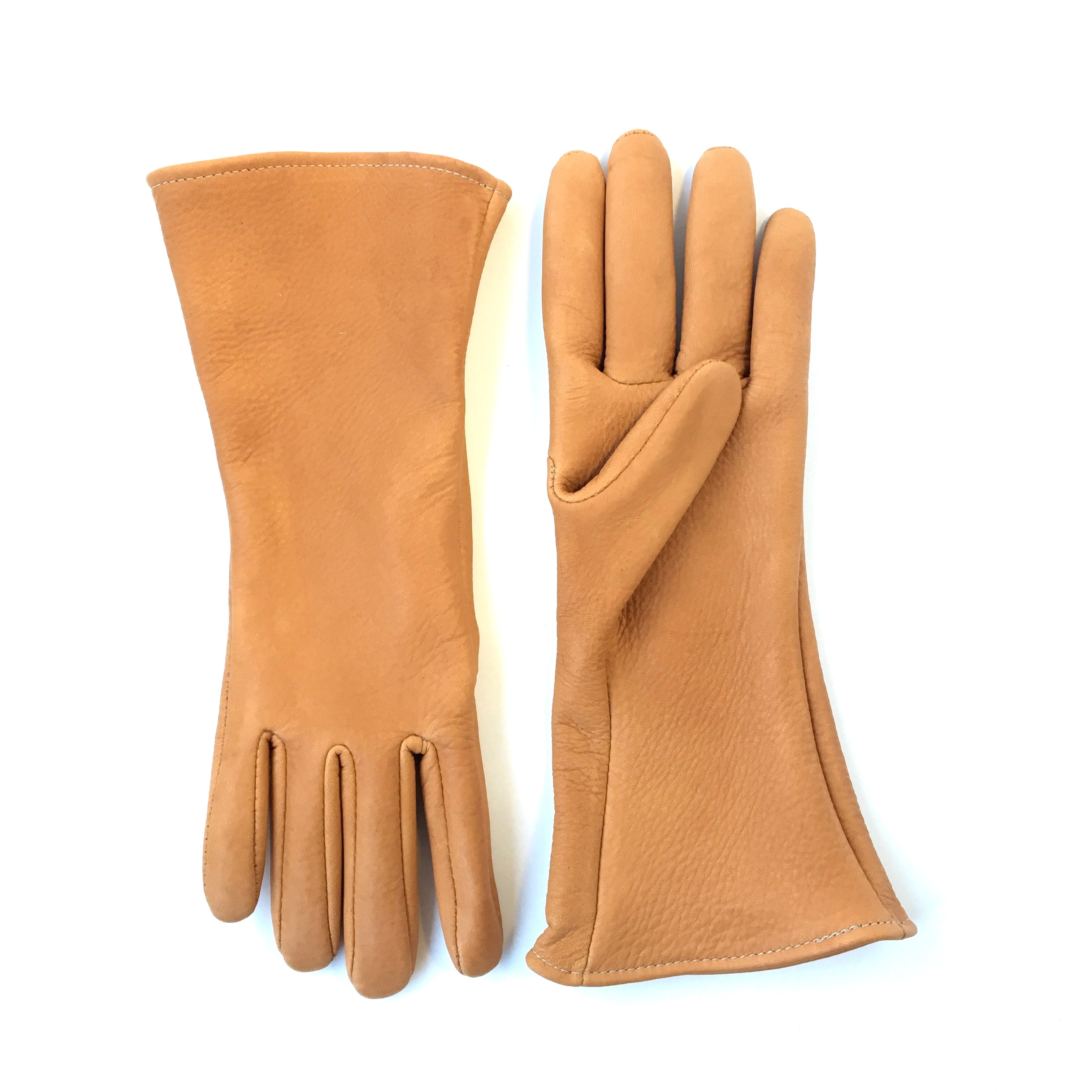 Lined Thurlow Deerskin Gauntlet - Saddle Tan - Handcrafted in Oregon