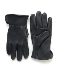 Load image into Gallery viewer, A pair of black Elk leather gloves made in the USA