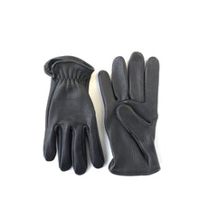 Load image into Gallery viewer, A pair of deerskin leather gloves - made in the USA - short cuff - black leather