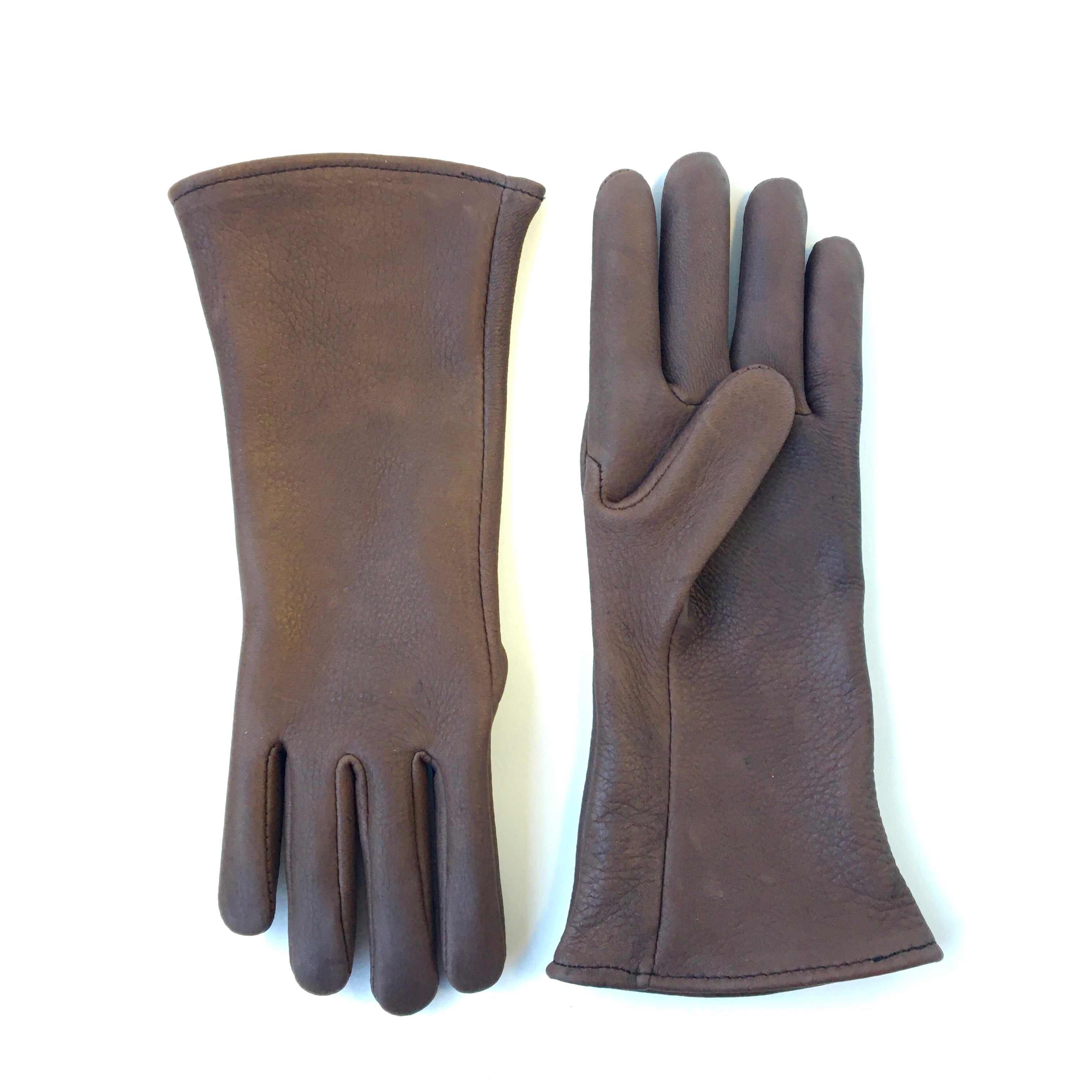 Thurlow deerskin gauntlets in chocolate handcrafted in the USA