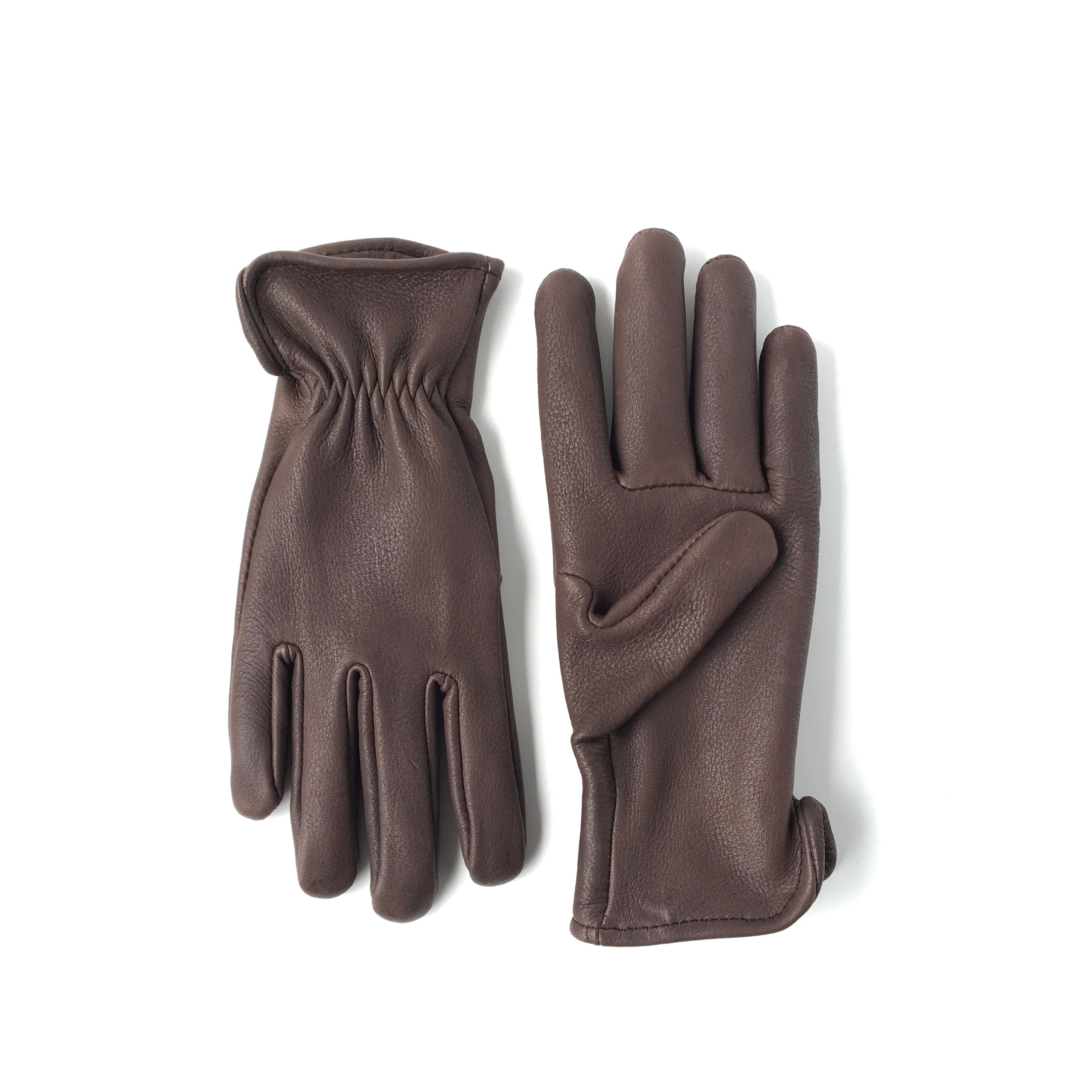 chocolate brown deerskin leather gloves roper style