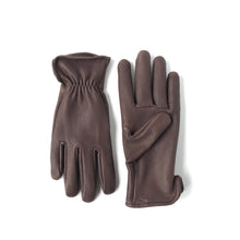 Load image into Gallery viewer, chocolate brown deerskin leather gloves roper style