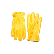 Load image into Gallery viewer, A pair of deerskin leather gloves - made in the USA - short cuff - gold leather
