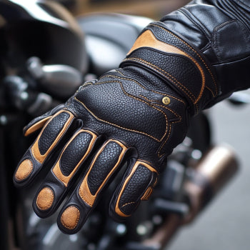 Men's Summer Leather Motorcycle Gloves – Retro Cafe Racer Style With Protectors – Red