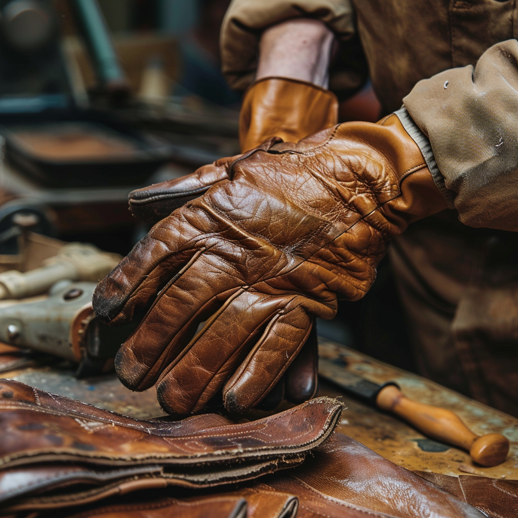 Brown leather work gloves sales