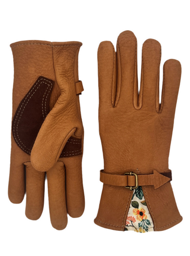 Fashionable women's elkskin work gloves for equestrian and ranch work