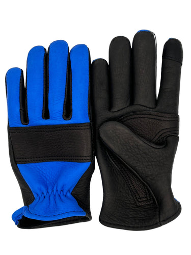 Two toned deerskin roadster motorcycle gloves with reinforced knuckle and palm protection