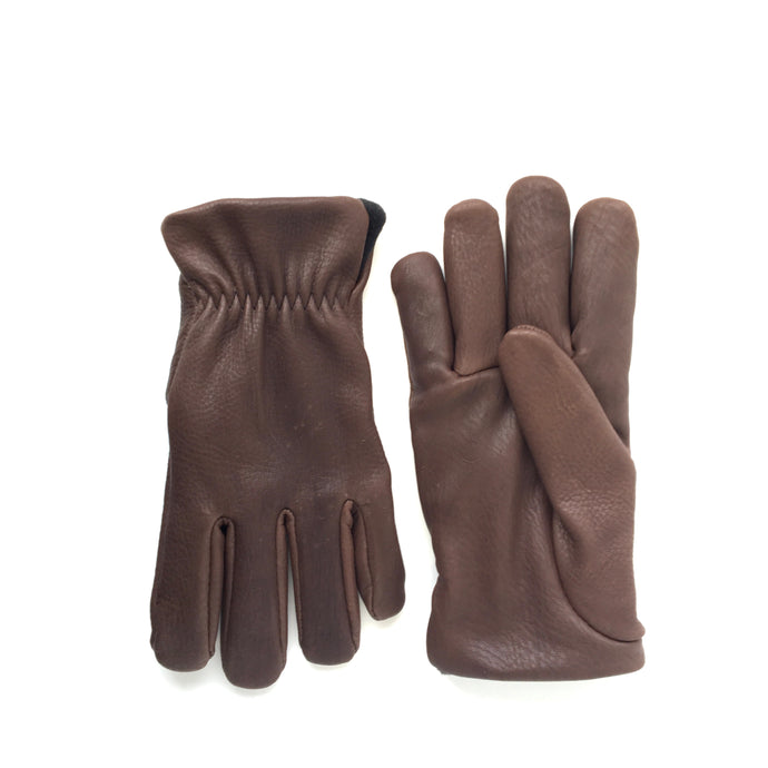 Lined Deerskin Gloves - Made in the USA for cold weather - Chocolate Brown Leather Gloves