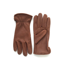 Load image into Gallery viewer, Brown Buffalo Leather Gloves Made in USA Mahogany Bison Leather Gloves