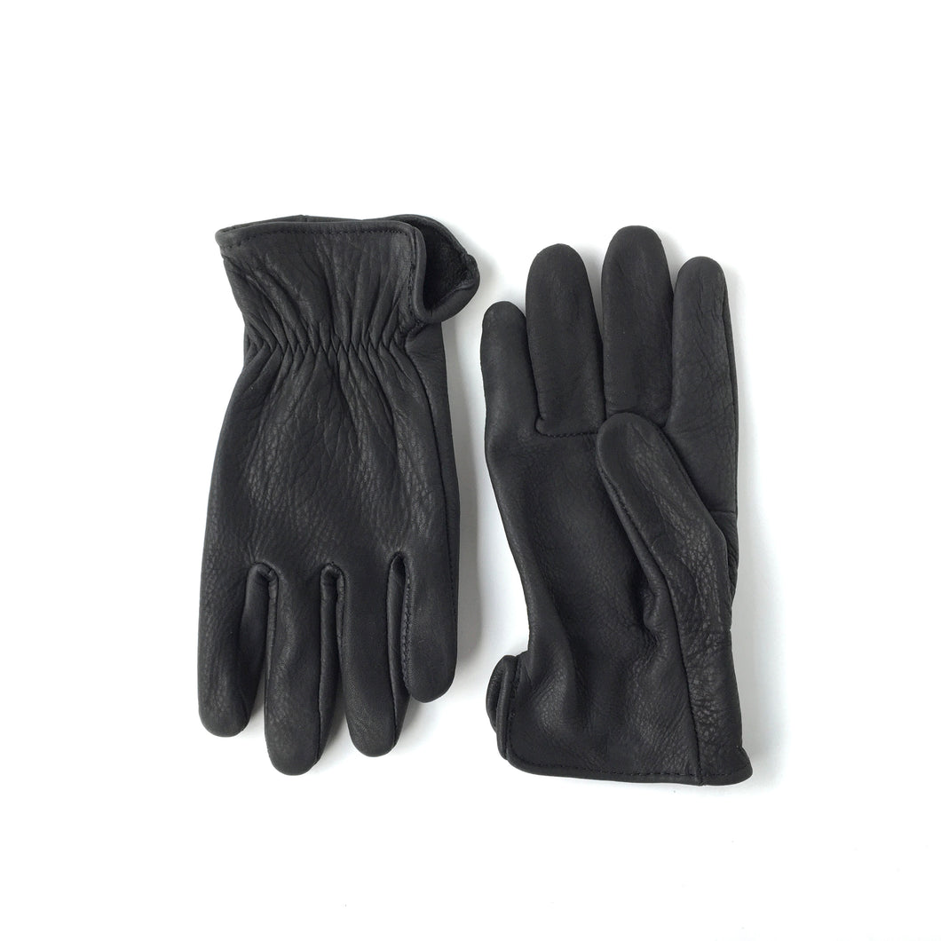black deerskin leather gloves roper style