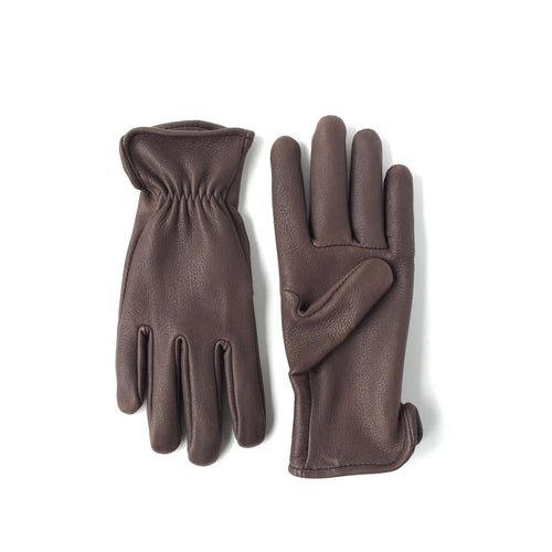 chocolate brown deerskin leather gloves roper style